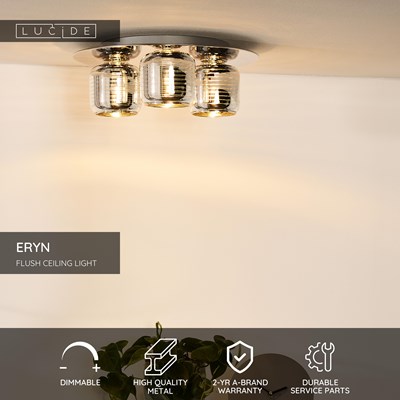 Lucide ERYN - Flush ceiling light - Ø 38 cm - 3xG9 - Chrome